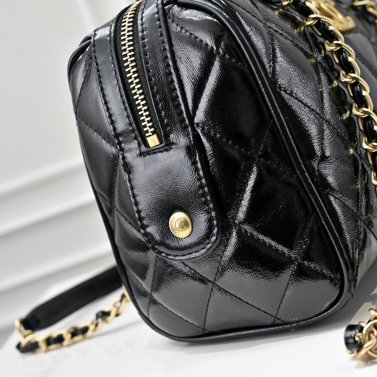 Small Bowling Bag In Black & Gold