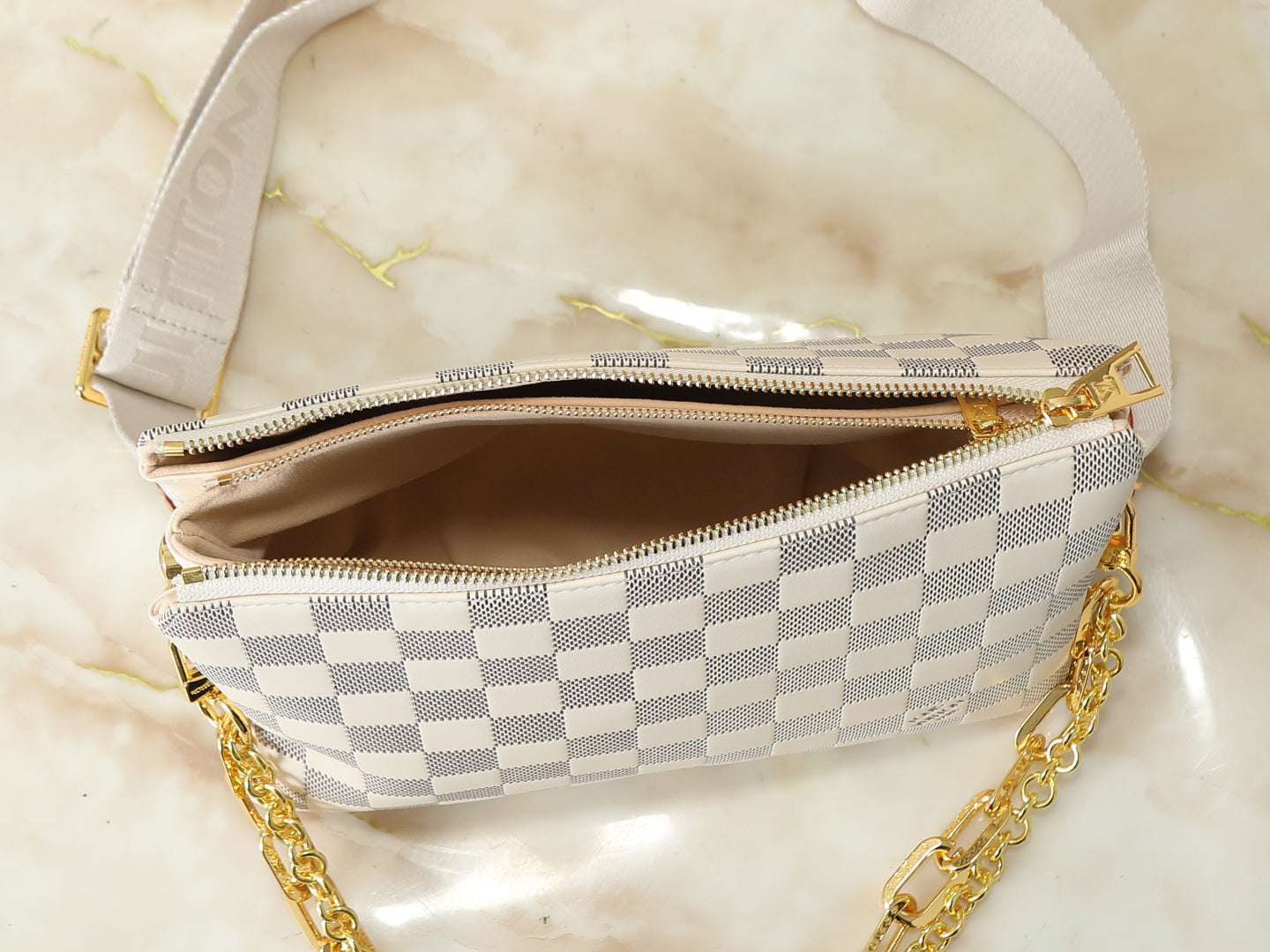 Damier Checkered Chain Crossbody Bag