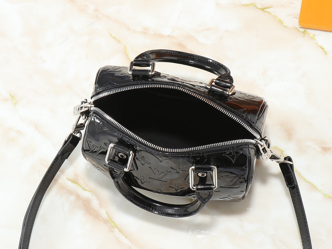 Patent Leather Boston Bag