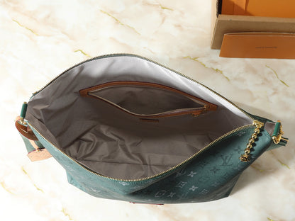 Premium Monogram Canvas Hobo Shoulder Bag