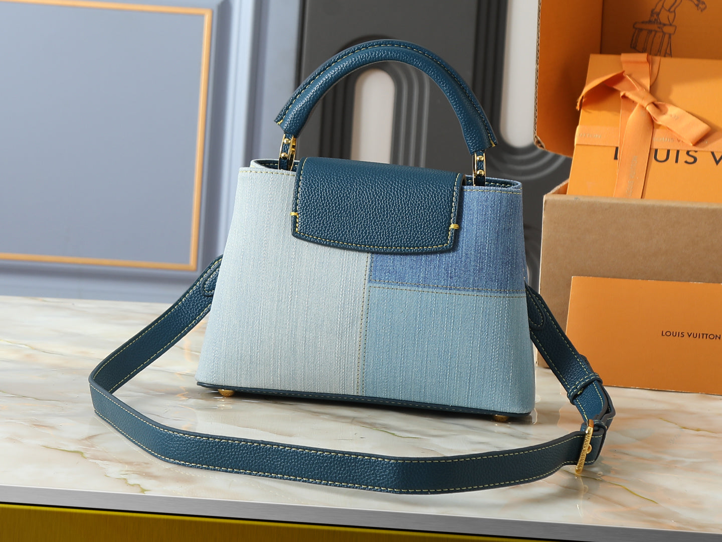 Denim Capucines Handbag