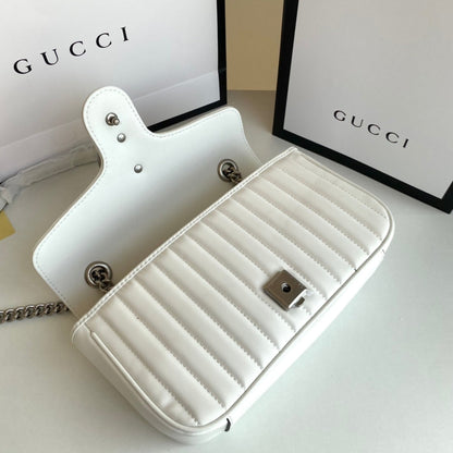 GG Marmont Flap Crossbody White Bag