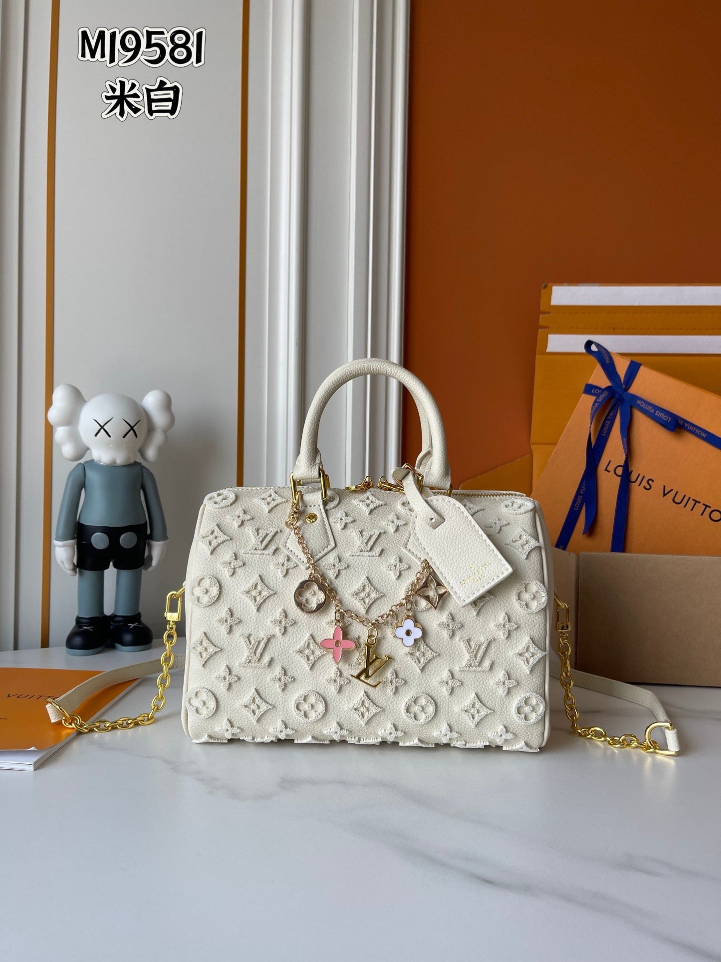 Embossed Monogram Boston Tote Bag