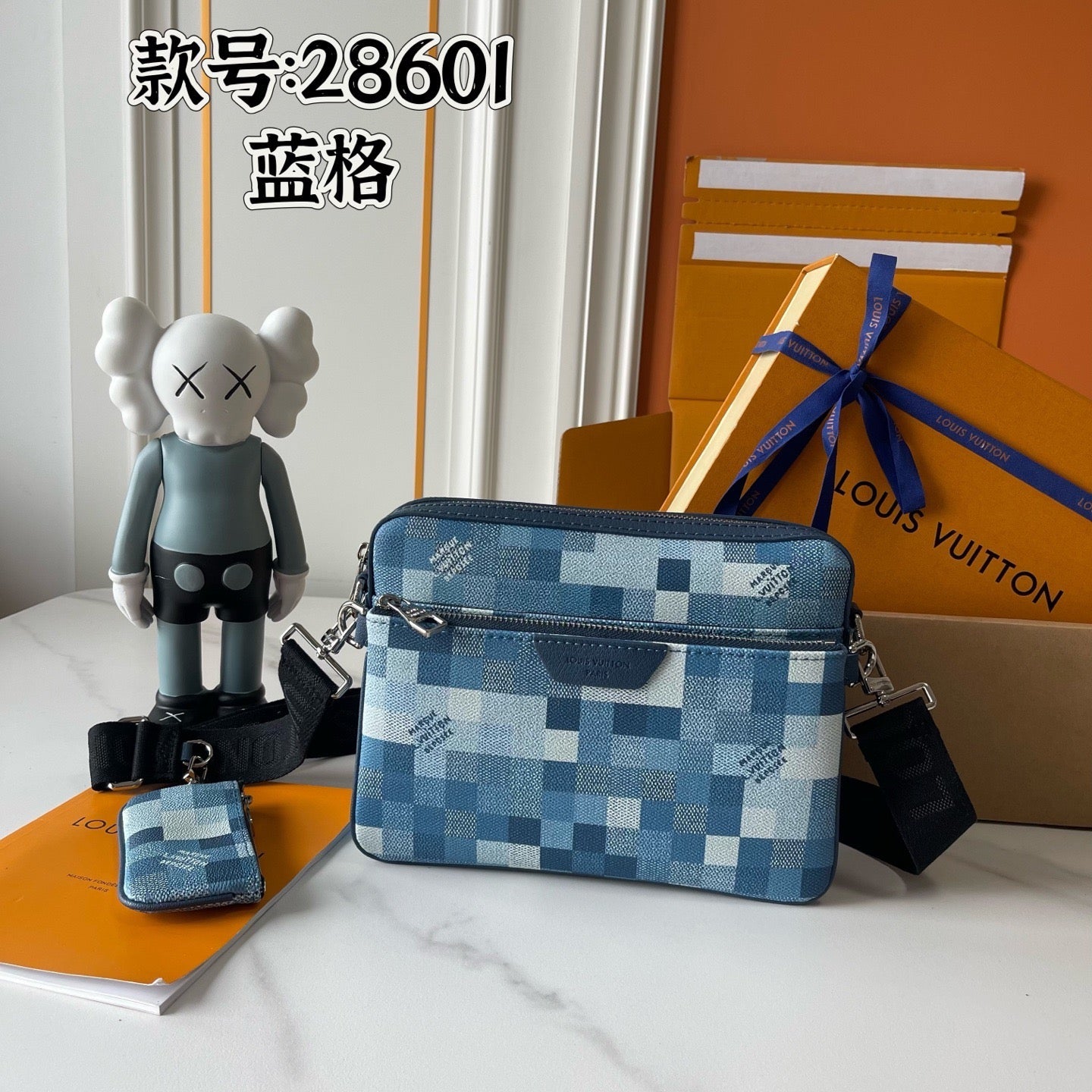 Pixel Check Crossbody Bag with Coin Pouch
