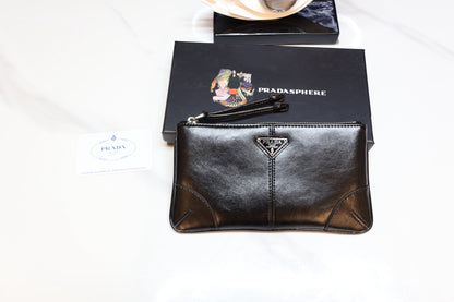 Leather Zipper P Pouch