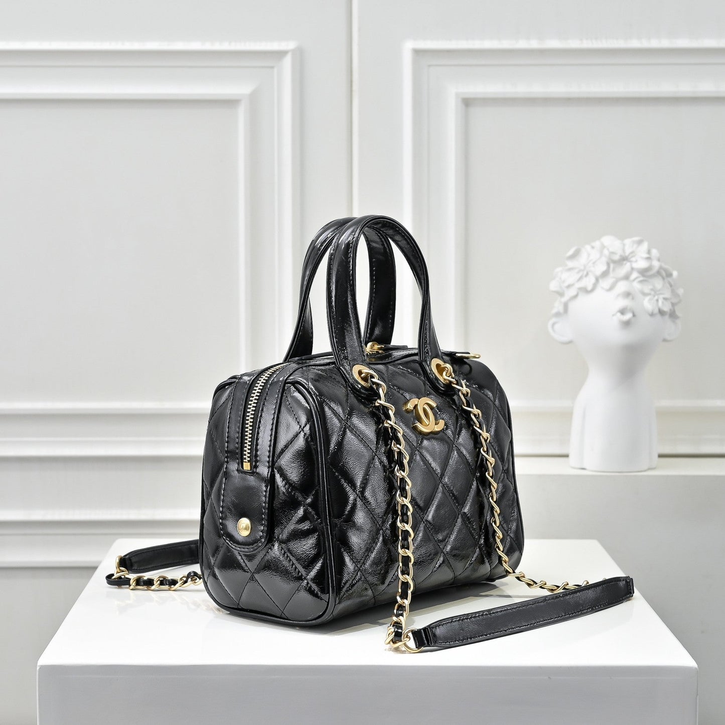 Small Bowling Bag In Black & Gold