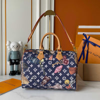 Navy Blue Travel Print