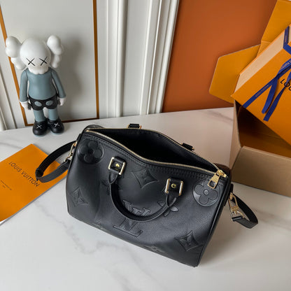 Embossed Monogram Boston Bag