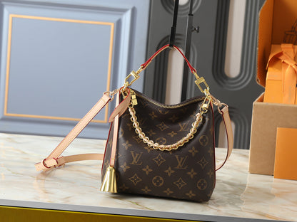 Chain Accent Hobo Shoulder Bag