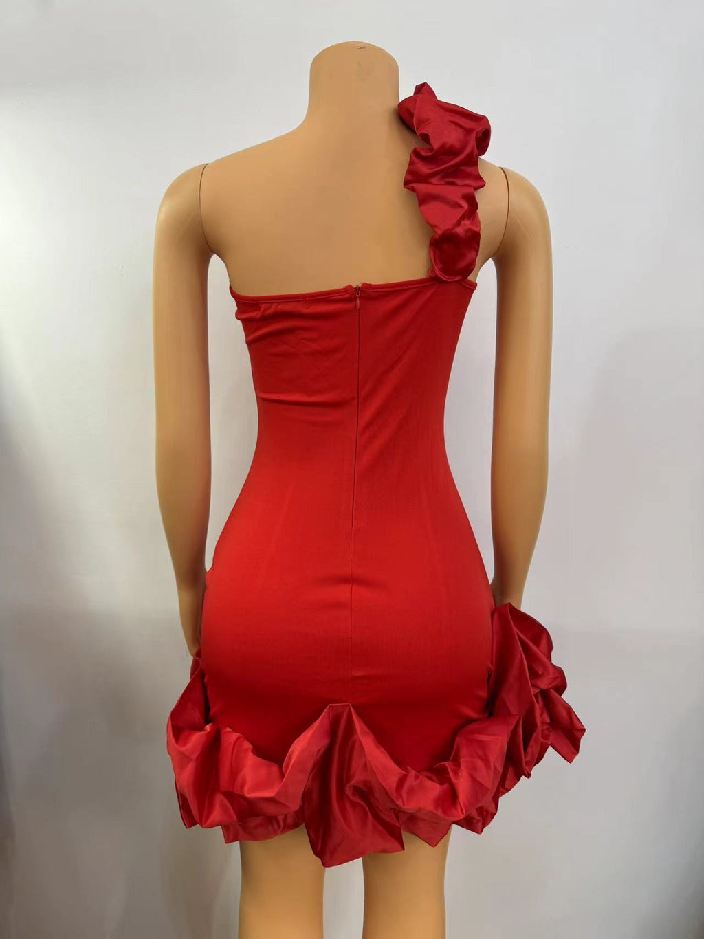 Summer European And American Ruffled Sheath Shoulder Tube Top Cinched Waist Slim Fit Dress