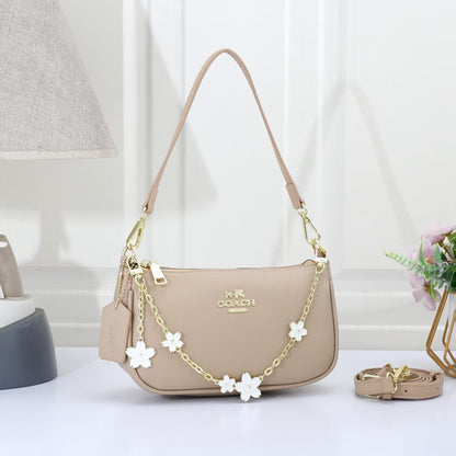 Mini Shoulder Bag with Floral Chain Charm