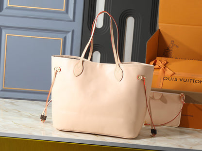 Classic Leather Tote Bag with Lock Charm