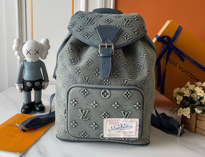 Monogram Denim Backpack Bag