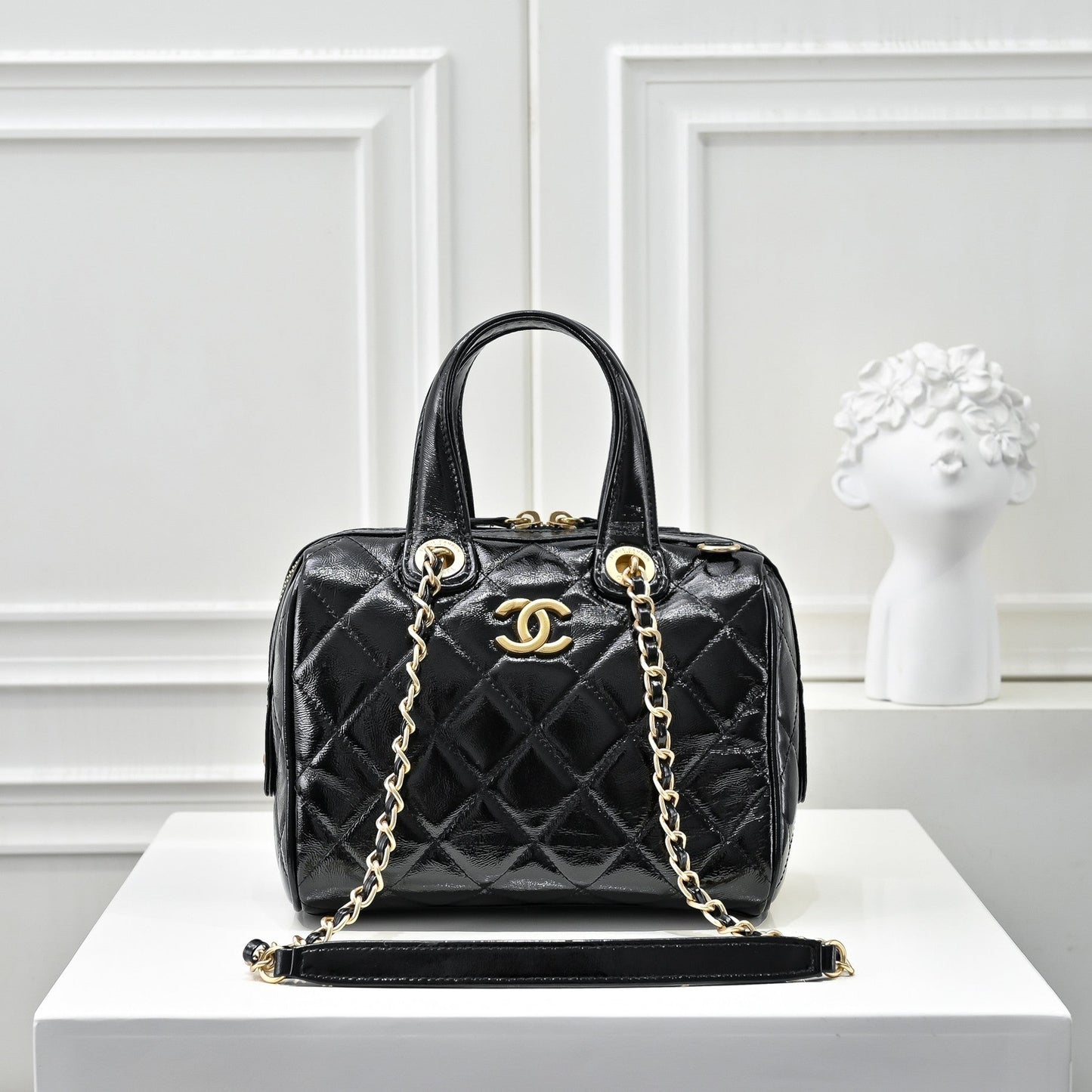 Small Bowling Bag In Black & Gold