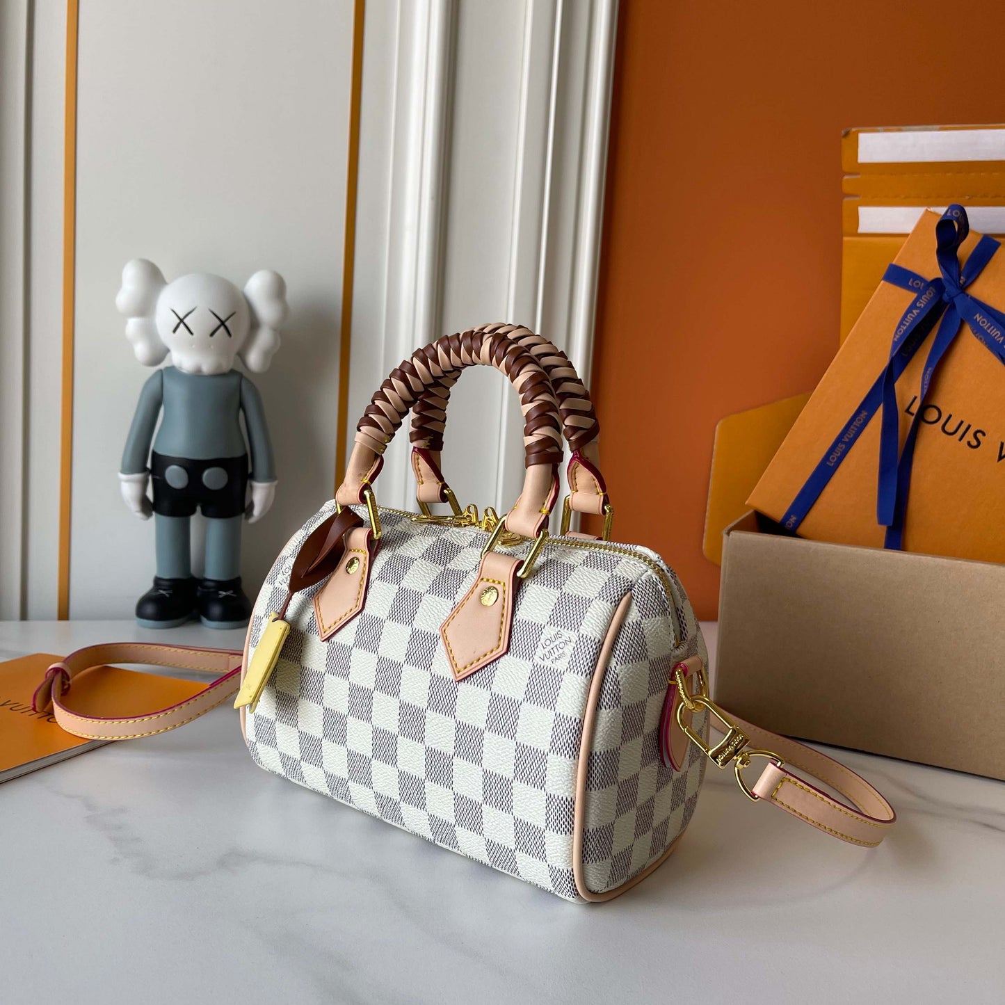 Mini Checkered Boston Bag