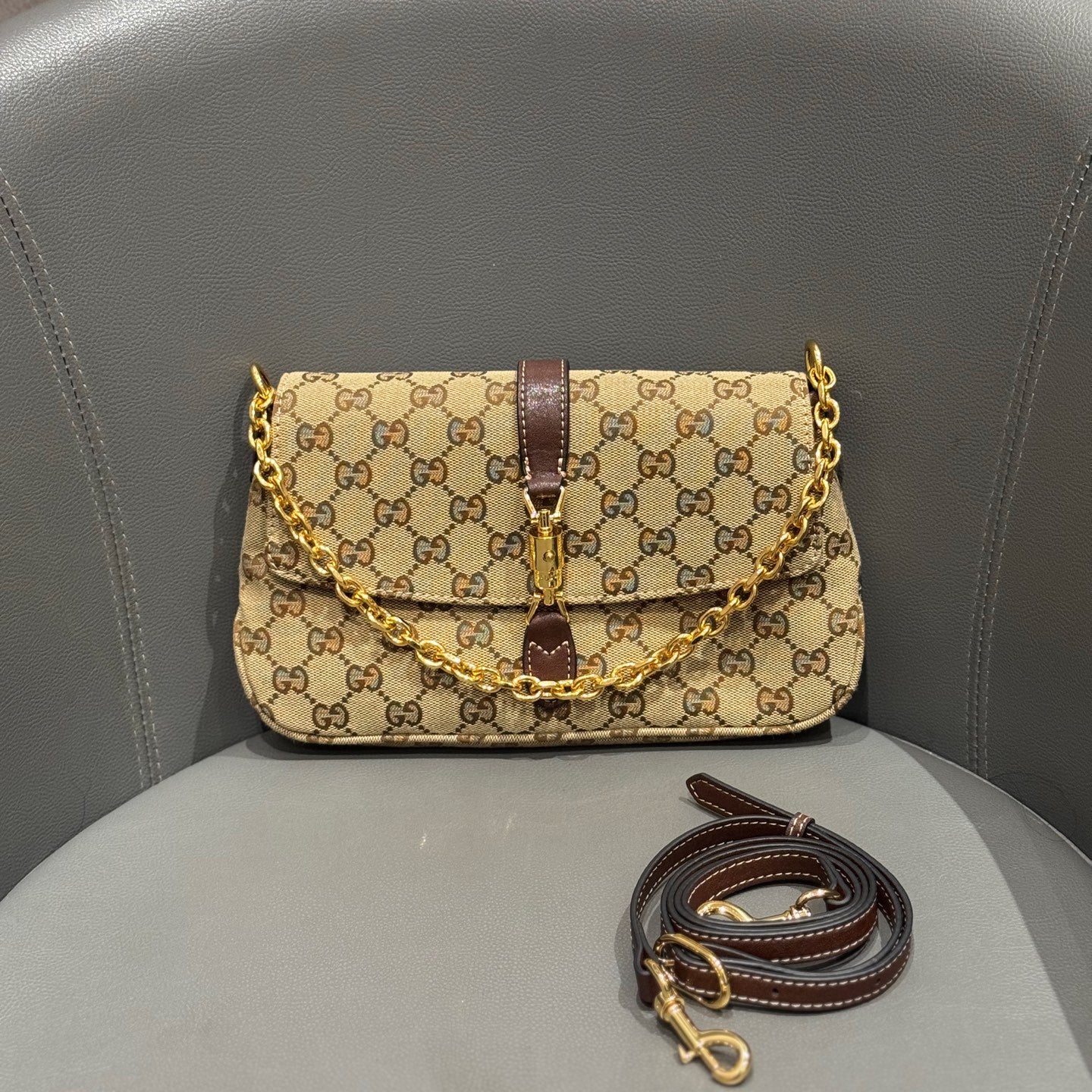 Luxury Monogram Canvas Chain Crossbody Bag