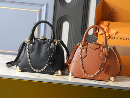 Premium Dome Satchel Handbag with Chain Accent