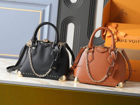 Premium Dome Satchel Handbag with Chain Accent