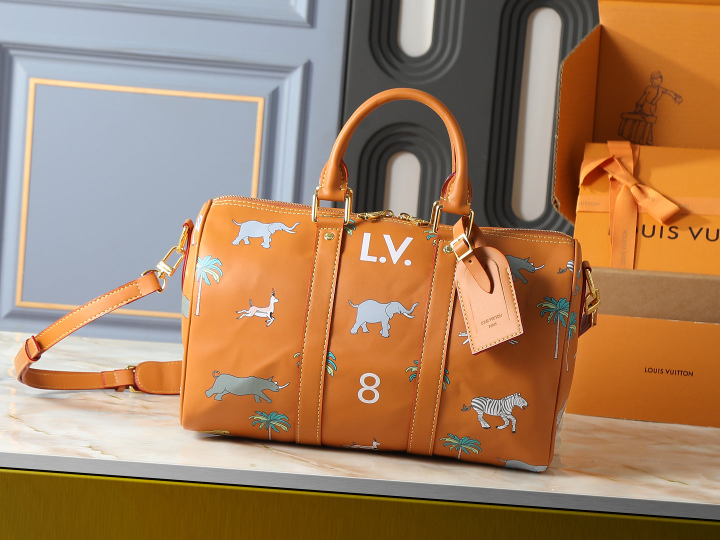 Safari Print Boston Travel Bag