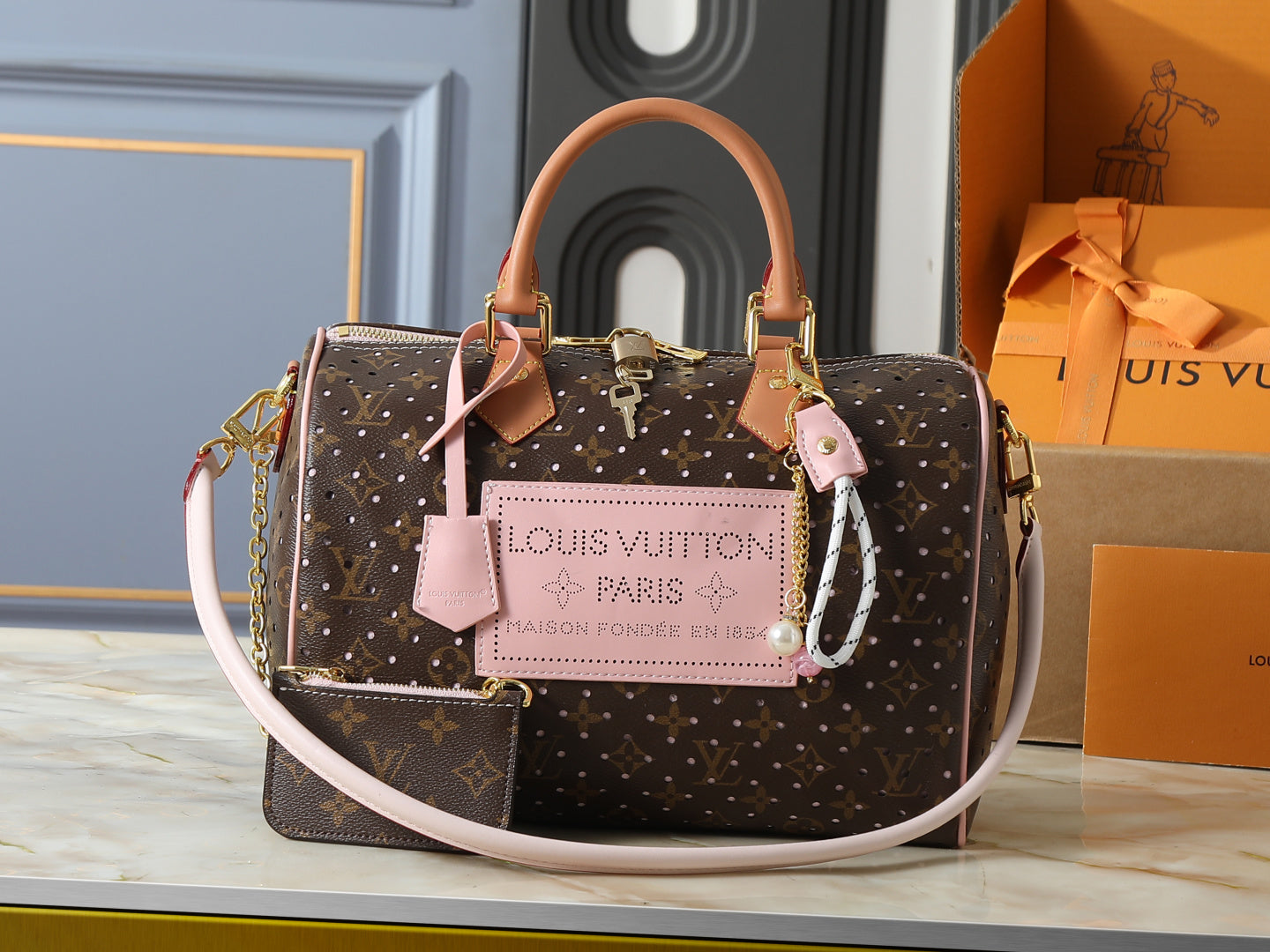 Perforated Monogram Travel Boston Bag with Matching Wallet