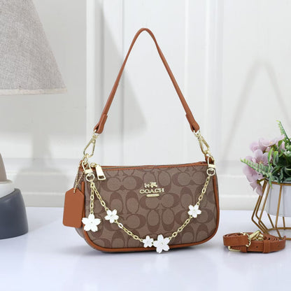 Mini Shoulder Bag with Floral Chain Charm