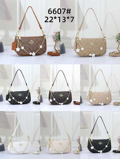 Mini Shoulder Bag with Floral Chain Charm