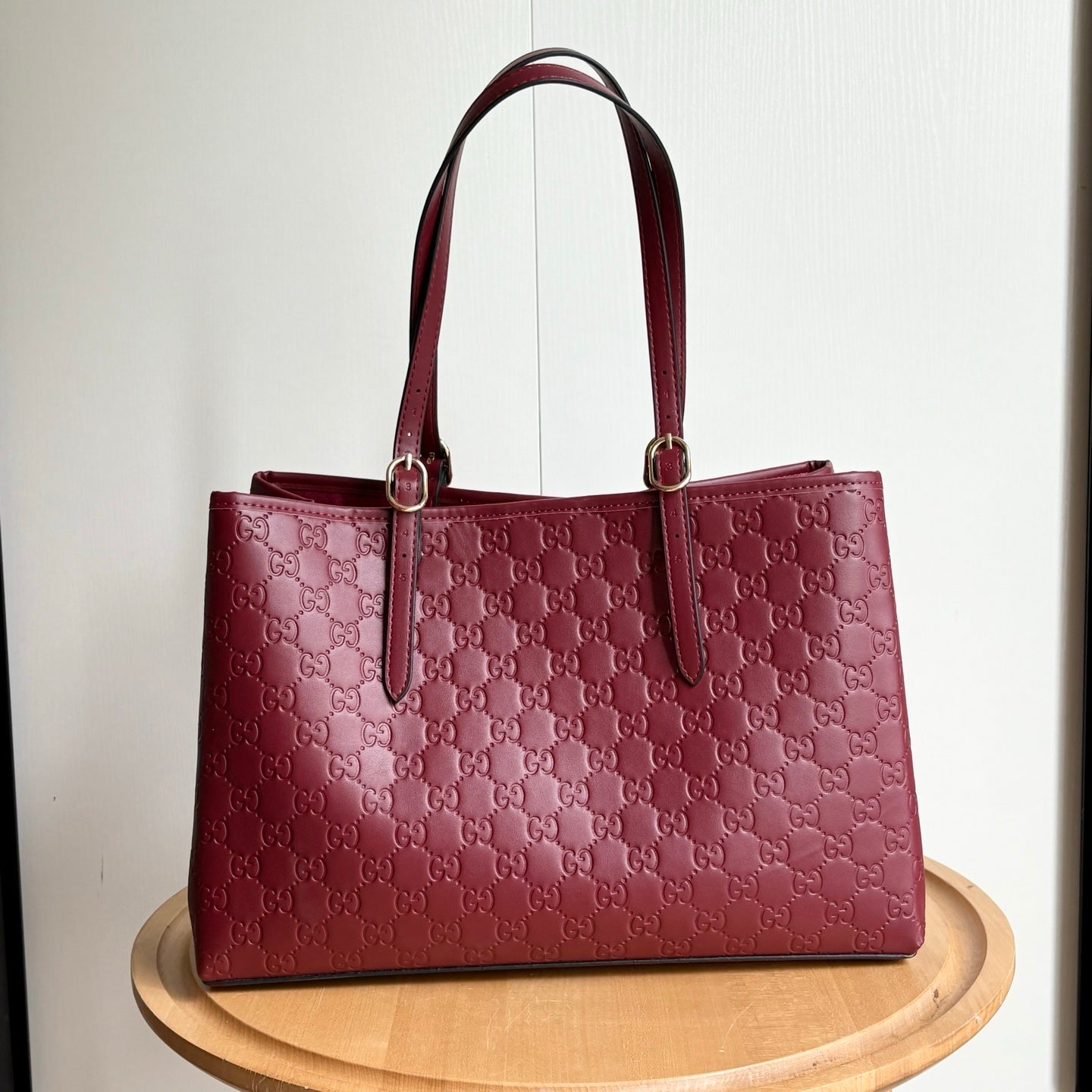 GG Calfskin Embossed Calfskin Large Tote Bag Rose