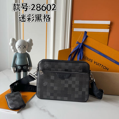 Pixel Check Crossbody Bag with Coin Pouch