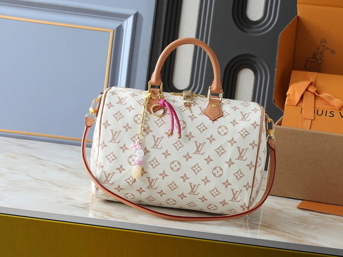 Premium Monogram Boston Travel Bag with Charm