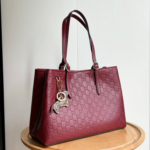 GG Calfskin Embossed Calfskin Large Tote Bag Rose