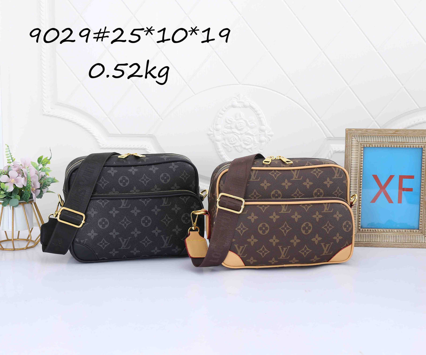 Premium Monogram Double-Zip Crossbody Bag