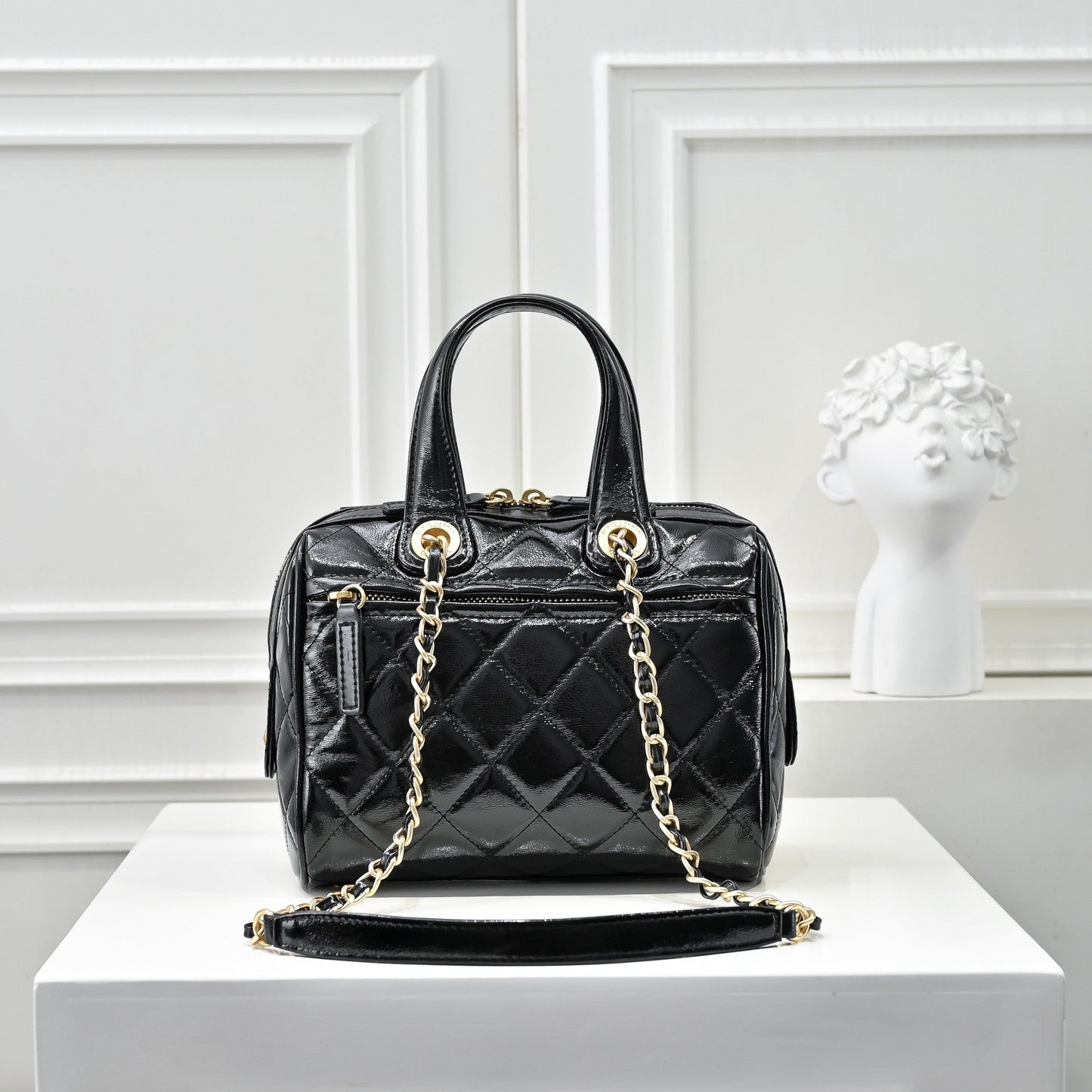 Small Bowling Bag In Black & Gold
