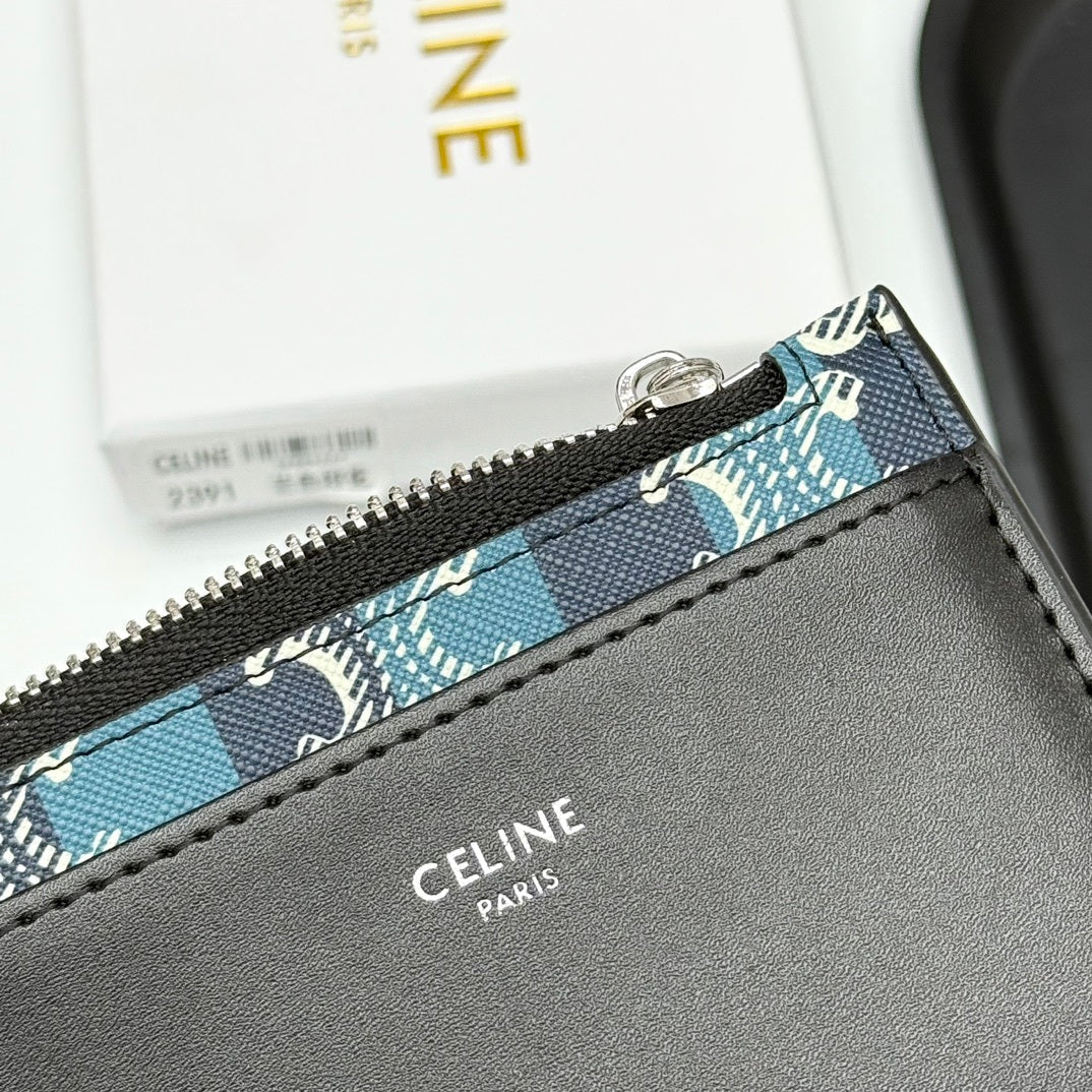 Zipped Striped Triomphe Canvas Card Holder