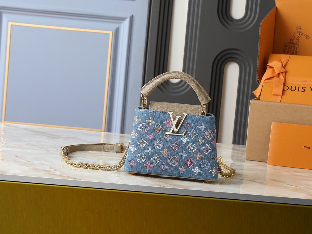 Denim Capucines Handbag