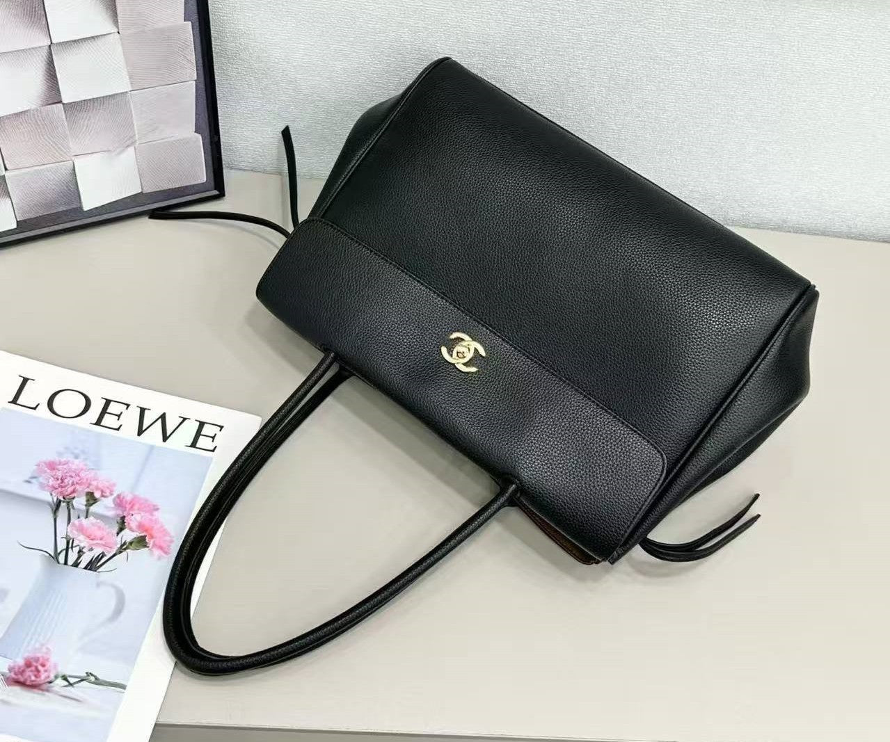 Gold Tone Large Shopping Bag