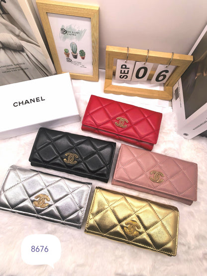 Glossy Long Compact Fold Wallet