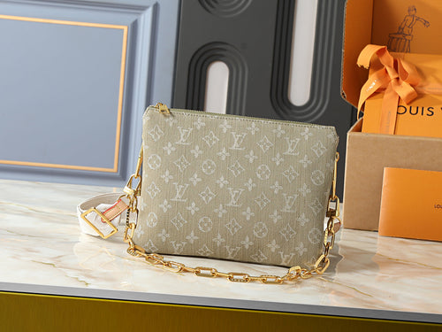 Luxury Canvas Crossbody Bag with Gold Chain Strap