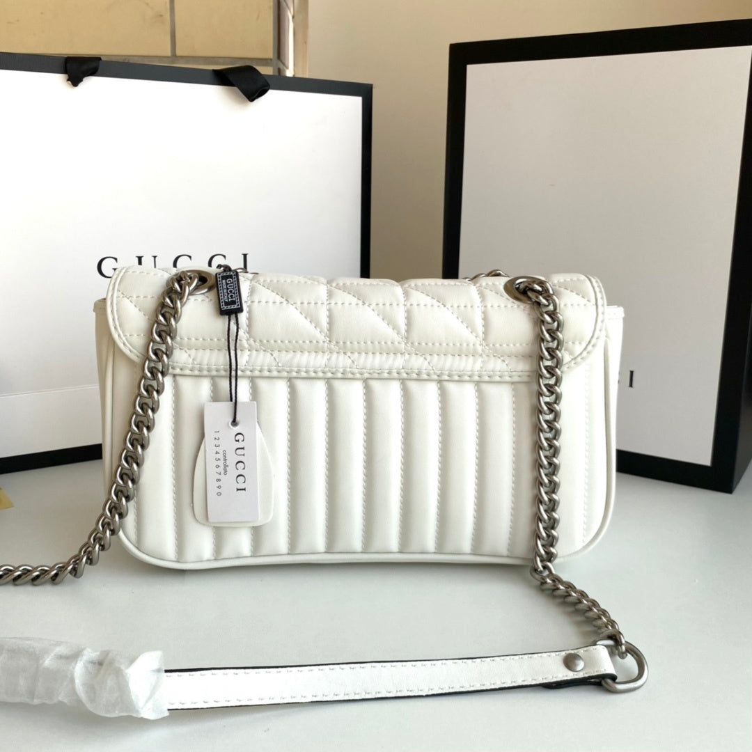GG Marmont Flap Crossbody White Bag