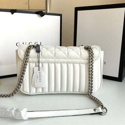 GG Marmont Flap Crossbody White Bag