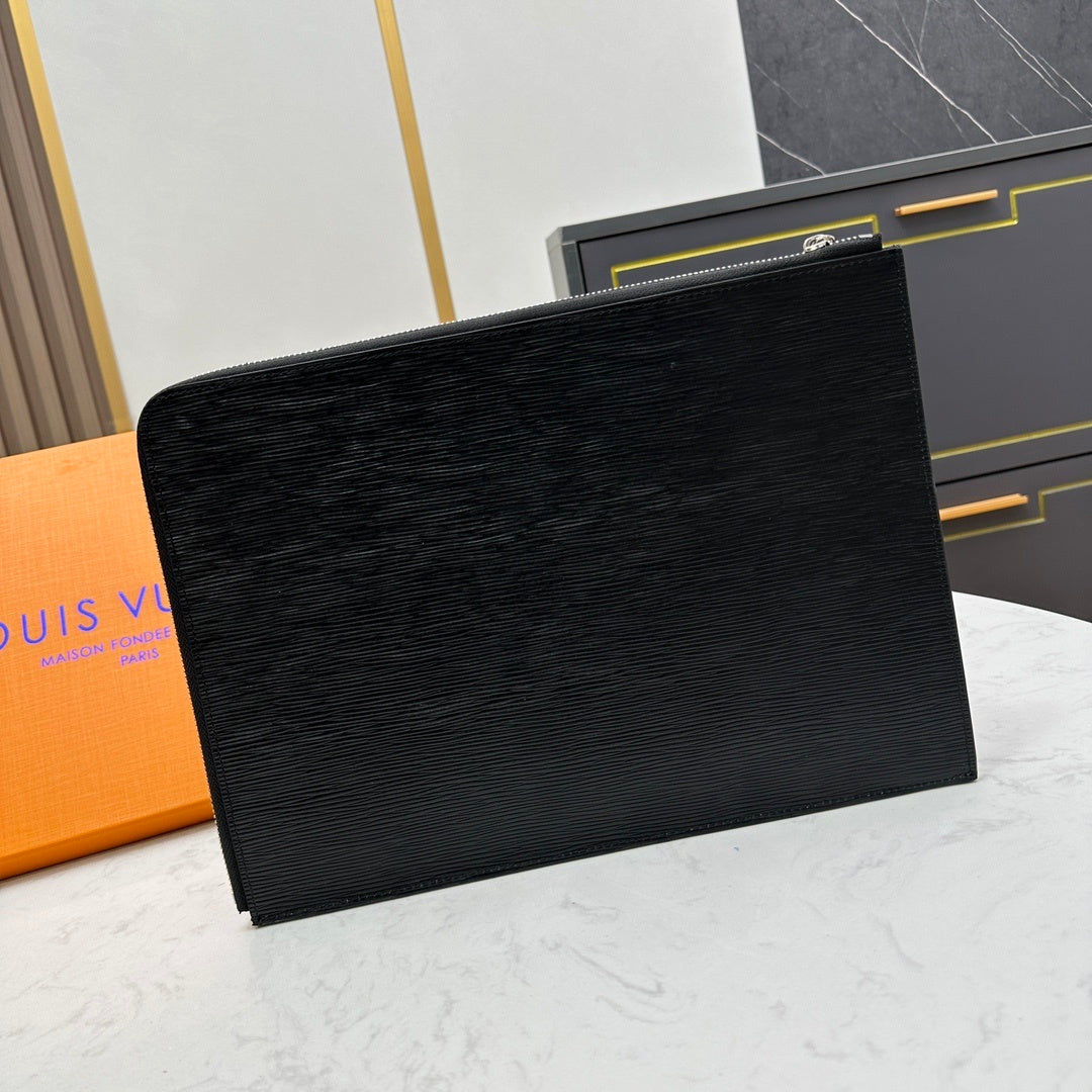 Pebble-Grain Leather Pouch