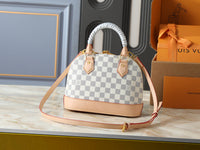 Damier Azur (White Checkered) Canvas with Natural Leather Trim