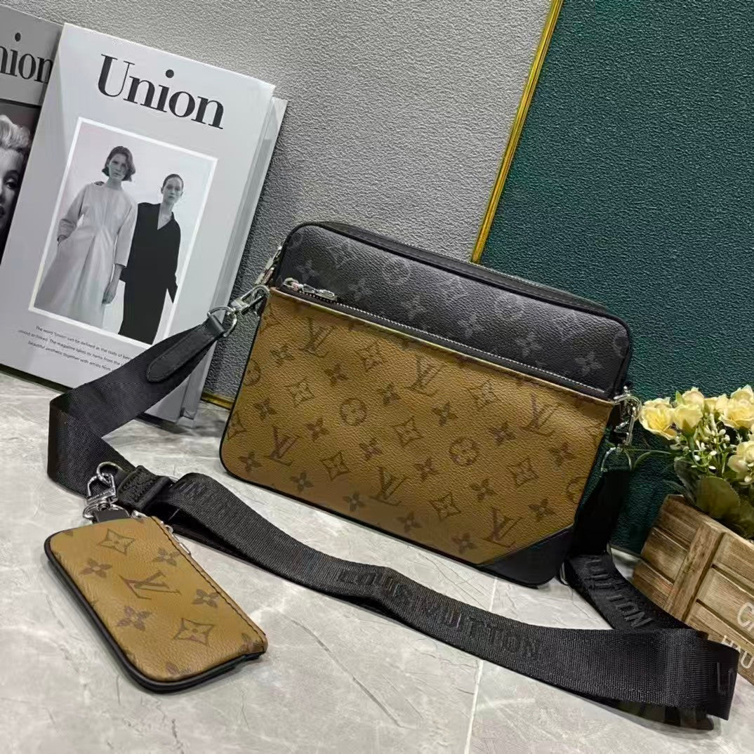 Monogram Messenger Crossbody Bag with Card Holder