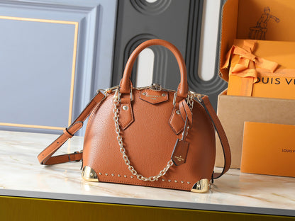 Premium Dome Satchel Handbag with Chain Accent