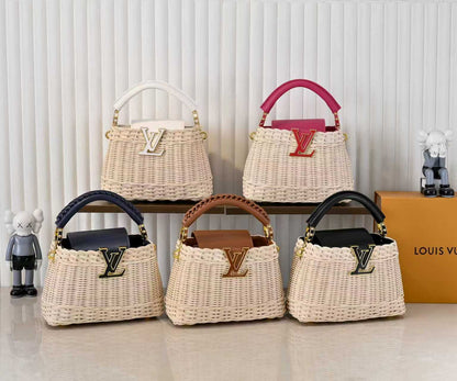 Rattan Calfskin Capucines Handbag