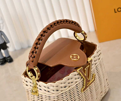 Rattan Calfskin Capucines Handbag