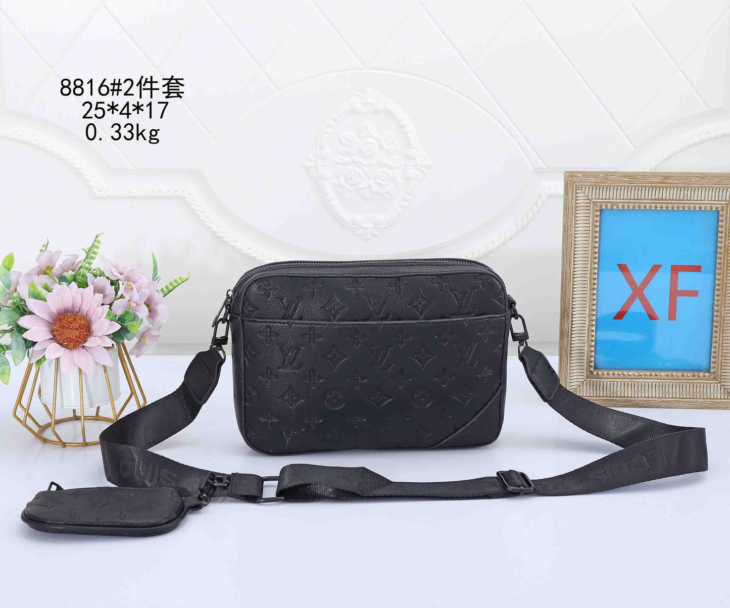 Monogram Crossbody Messenger Bag Set