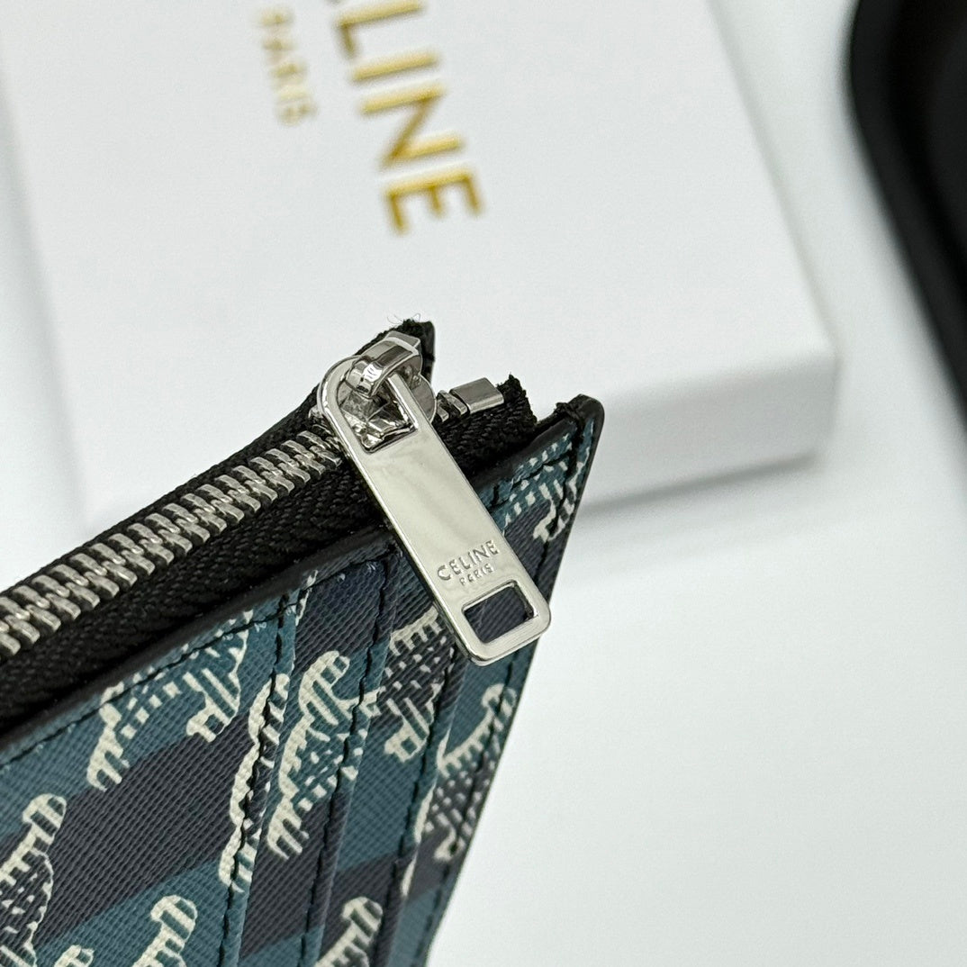 Zipped Striped Triomphe Canvas Card Holder