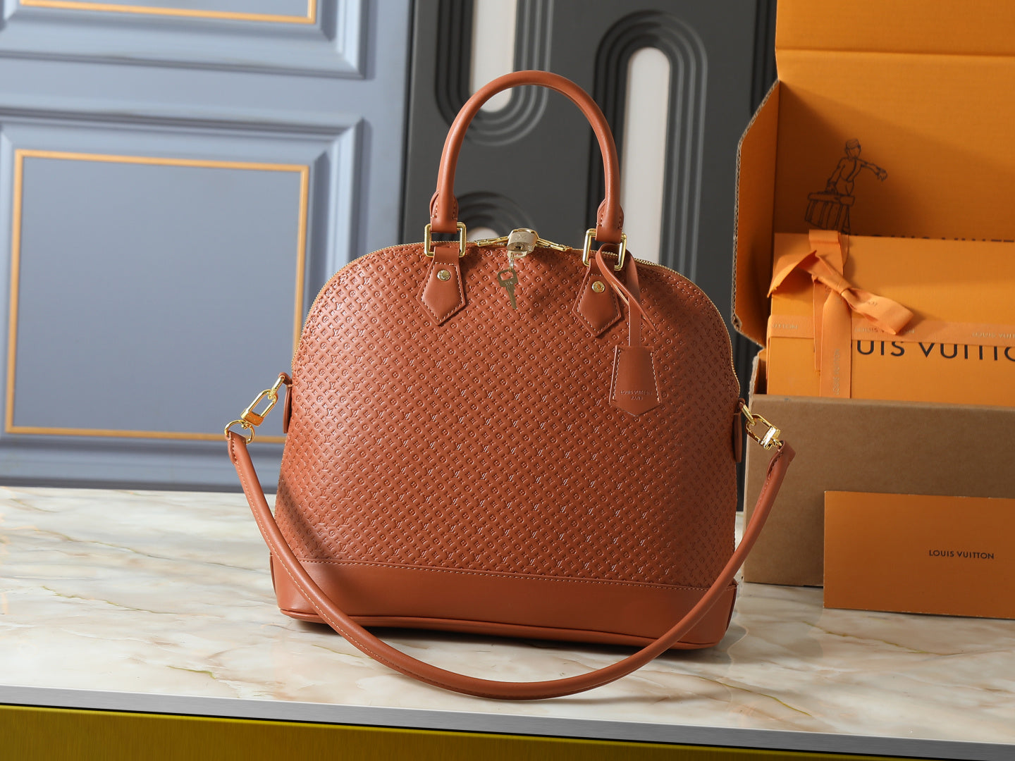 Alma Monogram Empreinte Leather Bag