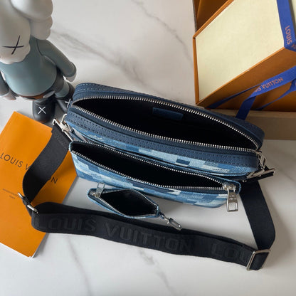 Pixel Check Crossbody Bag with Coin Pouch