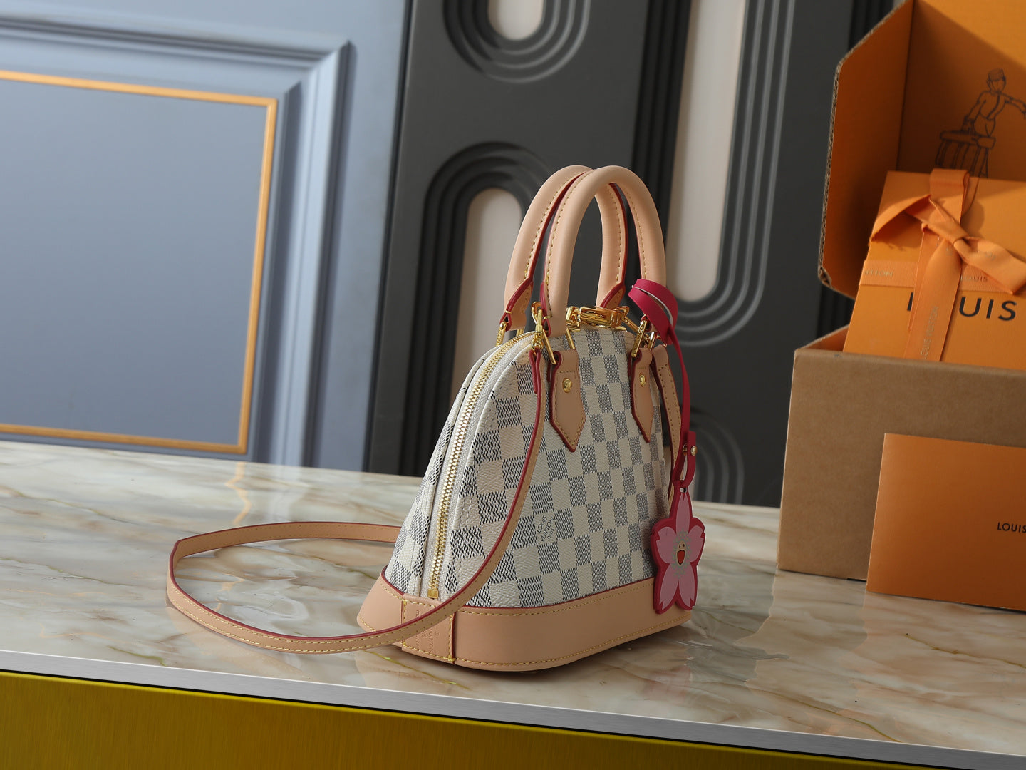 Alma BB Damier Azur White Handbag